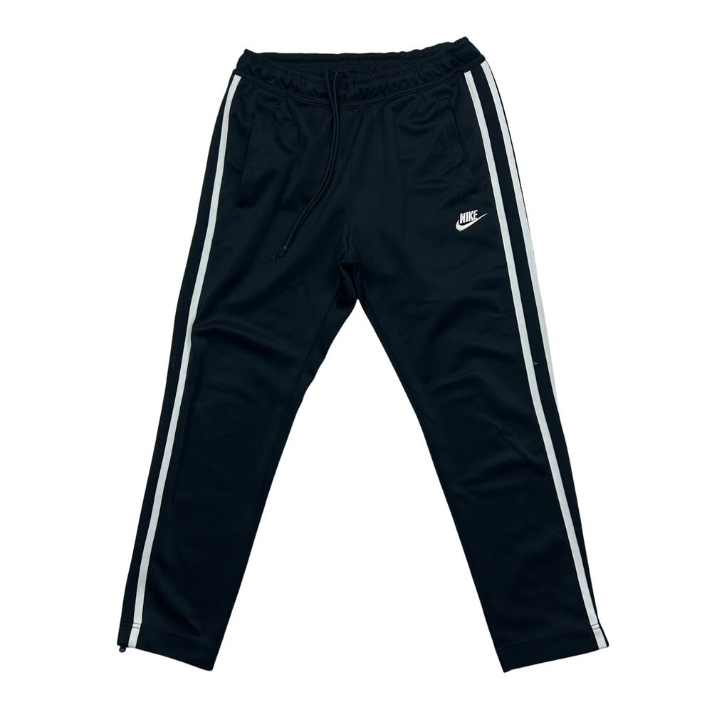 Nike Track Pants Small Black White Side Stripe Ankle Zip